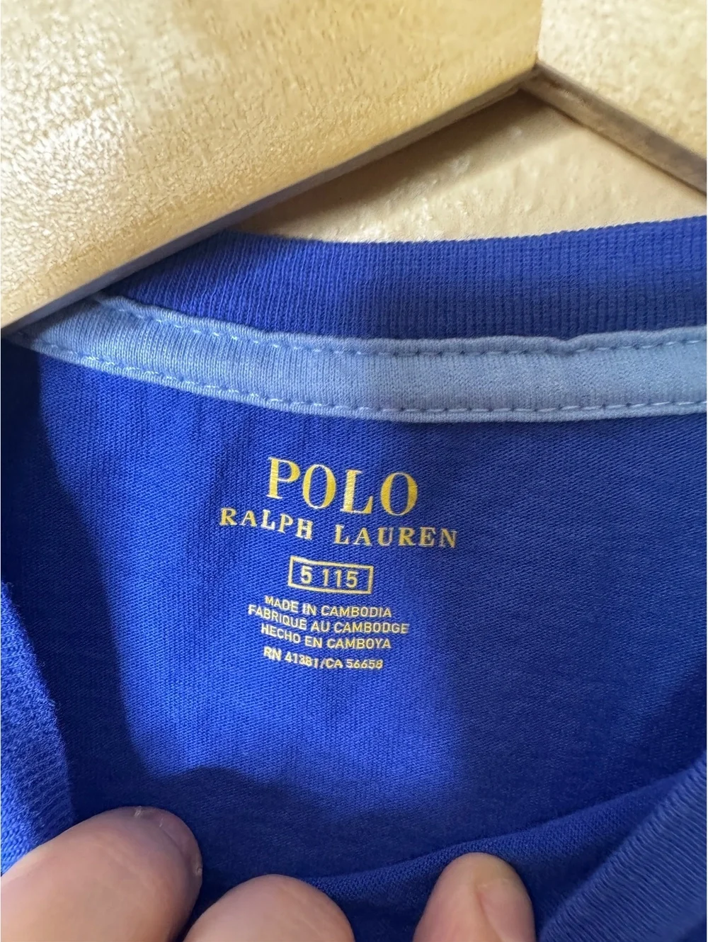 Ralph Lauren Shirt Boys 5 Blue Big Pony Logo Tee 3 Arm Patch